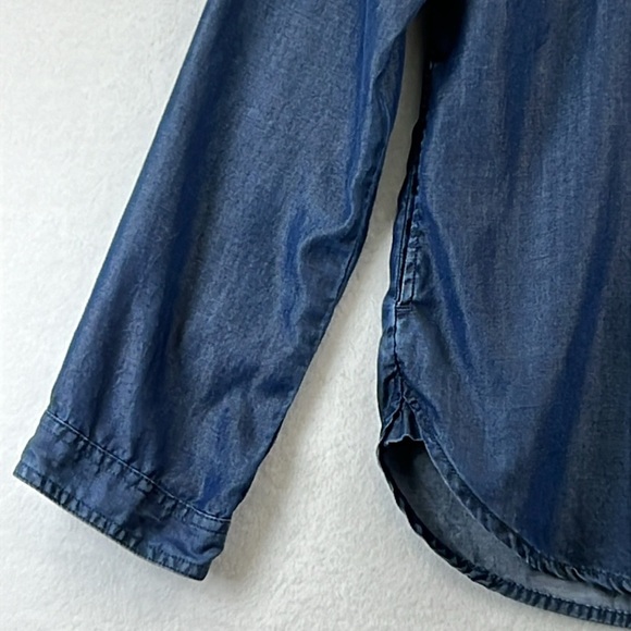 Prana Women’s Tencel Button Front Shirt/Top/Blouse XL Blue Denim Chambray EUC - Picture 5 of 12